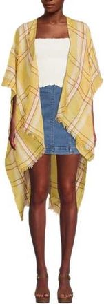 Saachi Plaid Linen & Cotton Ruana in Yellow Plaid at Nordstrom Rack