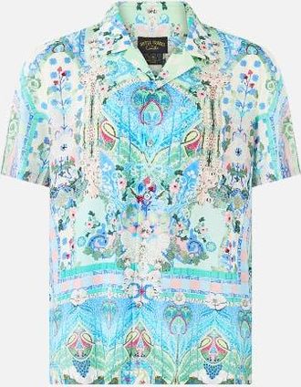 Camilla Short Sleeve Camp Collared Shirt in Midsummer Mosaics at Nordstrom, Size X-Small Au