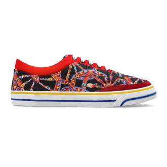 Dolce & Gabbana Schoenen, Dames, Veelkleurig, 37 1/2 EU, Leer, Carretto Print Sailing Sneakers