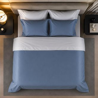Dmora Cubrecama Doble Ropasato, Funda Incluida, De Percal, Lavable En Lavadora, 260x200 Cm Azul