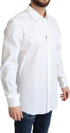 Dolce & Gabbana White Cotton Stretch Men Dress Formal Shirt Elastane