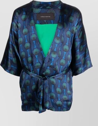 Ozwald Boateng silk short kimono jacket belt waist