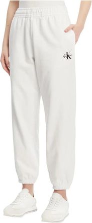 Calvin Klein Jeans Broeken, Dames, Wit, XS, Katoen, Monologo French Terr joggingbroek