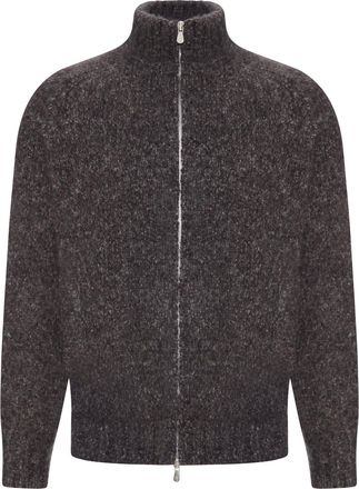 Brunello Cucinelli BOUCLE KNIT ZIP-UP SWEATER WITH HIGH NECK - Brunello Cucinelli - Man