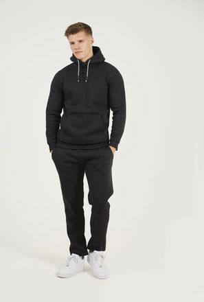 Brave Soul Completo nero con joggers e felpa con cappuccio con incrocio al collo