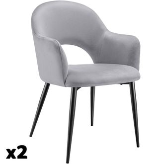 TecTake 2 sillas de comedor aspecto terciopelo 57 x 61,5 x 87,5 cm gris claro