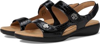 Trotters Romi Croco Womens Sandals Black : 6 WW (EE), Rubber