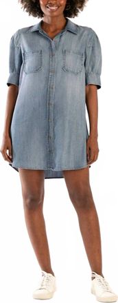 Kut from the Kloth Sylvia Mini Shirt Dress In Blue