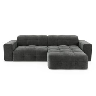 Sia Home Sof&aacute; esquinero 5 plazas terciopelo gris grafito