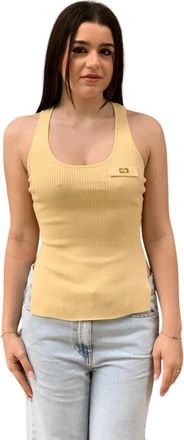 Elisabetta Franchi Micro-rib Tanktop - Dames - Tops zonder mouwen - Geel - L - Tops