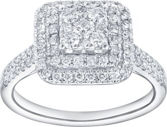 LuvMyJewelry Caelisse 1.25 Ct 14K Gold Cushion Halo Diamond Ring
