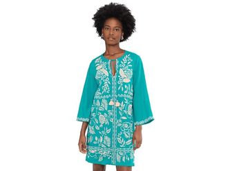 Johnny Was Kimono Sleeve Relaxed Dress (Slip) Womens Dress Lucinda : 2XL, Lyocell/Ramie