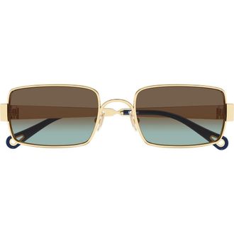Chlo&eacute; 53mm Gradient Rectangular Sunglasses in Gold at Nordstrom