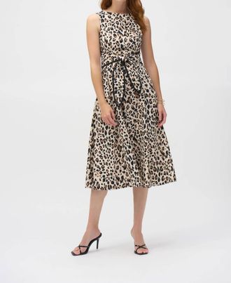 Joseph Ribkoff Animal Print Fit And Flare Dress In Beige/black