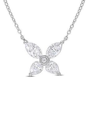 Delmar Sterling Silver Created Moissanite Flower Pendant Necklace at Nordstrom Rack