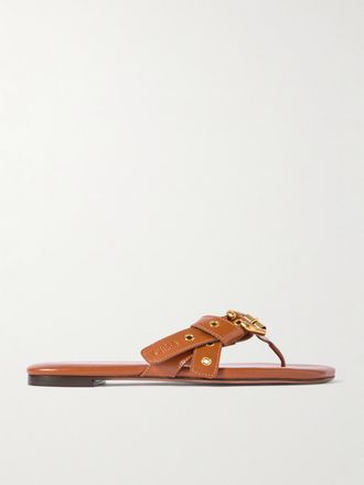 Chloé Slide In Pelle Con Fibbia Mae - Marrone