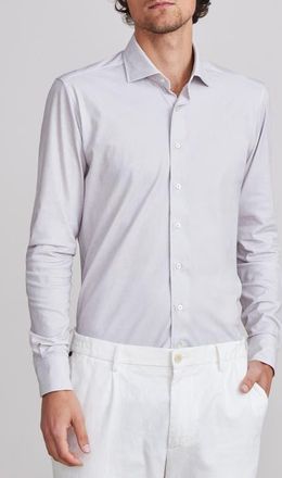 Emanuel Berg 4Flex Stretch Modern Fit Light Grey Knit Dress Shirt at Nordstrom, Size Xx-Large