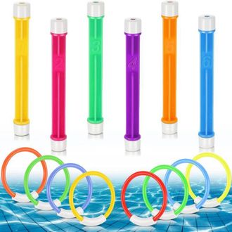 OEM Conjunto De Catorce Juguetes De Buceo Para Piscinas Infantiles De Cuatro A Ocho A&ntilde;os: Palos Y Aros De Buceo, Accesorios Para Juegos Acu&aacute;ticos - Crezuo