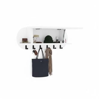 Dmora Perchero Terry, 6 Ganchos, Montaje En Pared, Estructura Color Brillante, 29h Cm Blanco Brillante