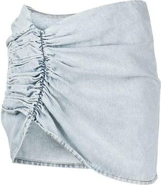 The Mannei asymmetric ruched denim skirt - women - Cotton - 34 - Blue