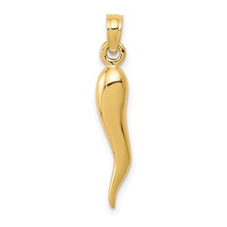 Diamond2Deal 10k Yellow Gold Medium Italian Horn Pendant