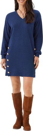 Karen Kane V-Neck Button Detail Minidress in Blue at Nordstrom, Size X-Small