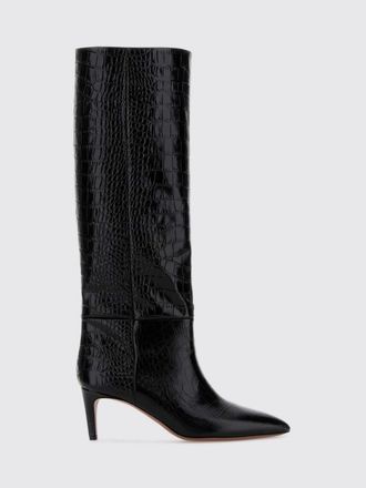 PARIS TEXAS Croc-Effect Leather Knee-High Boots with Stiletto Heel