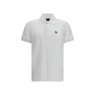 Fendi White Cotton Polo Mens Shirt