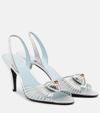 Valentino Garavani Coeur Royal metallic leather slingback sandals