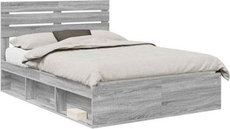 vidaXL Estructura De Cama Con Cabecera Gris Sonoma 140 X 190 Cm Vidaxl