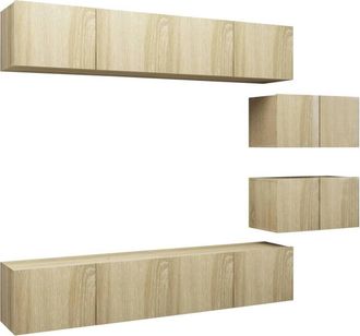 Berkfield Home 6 Piece TV Cabinet Set Sonoma Oak Engineered Wood in Light Tan