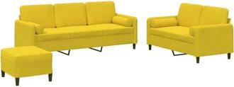 vidaXL Vidaxl - Juego De Sof&aacute;s Con Cojines 3 Piezas Terciopelo Amarillo