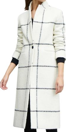 Vilagallo Katherin Trench Coat In White Black Check Wool