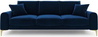 BLOOMINGLOFT 4-Sitzer Designsofa Madara mit Samtbezug - Beine Gold
