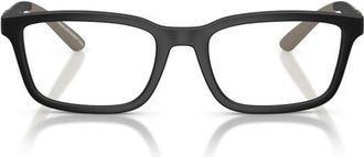 Emporio Armani 56mm Rectangle Optical Glasses in Matte Black /Demo Lens at Nordstrom