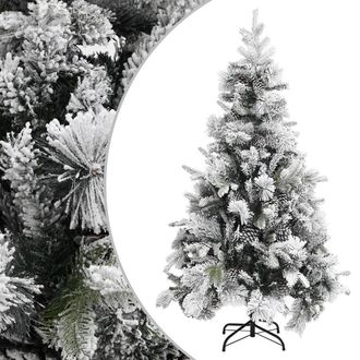 vidaXL Rbol De Navidad Con Nieve Flocada Y Pi&ntilde;as Pvc Y Pe 195 Cm Vidaxl