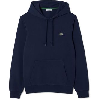 Lacoste Lightweight Cotton Fleece Pullover Hoodie in Navy Blue at Nordstrom, Size 7