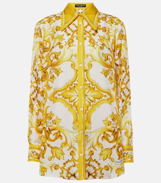 Dolce & Gabbana Camicia Majolica in twill di seta