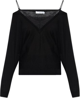 Iro Aubepine Sweater - Dames - V-hals truien - Zwart - XS - Katoen - Truien & Vesten