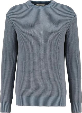 Replay Maglione in cotone a coste effetto vissuto - - Knitwear - Uomo - Blu - M