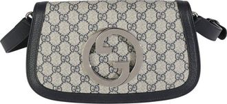 Gucci Beige & Blue GG Supreme Canvas Blondie Shoulder Bag (Authentic Pre-Loved)