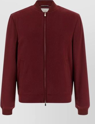 Brunello Cucinelli cashmere bomber jacket ribbed cuffs hem pockets