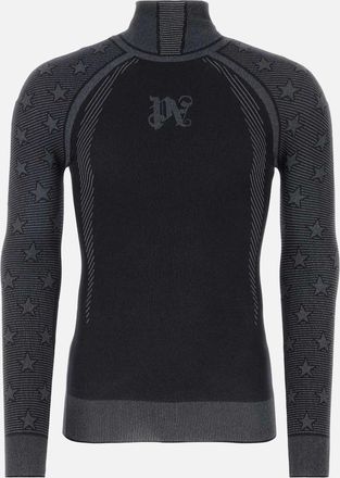 Palm Angels Mens Palm Angels Monogram Baselayer Ski Top Black - Size: 38/36