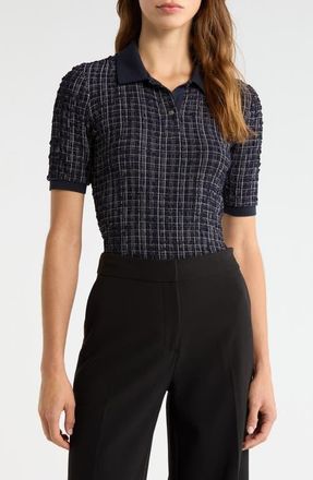Veronica Beard Benedetta Plaid Polo in Navy White Multi at Nordstrom, Size X-Small