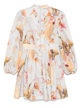 Zimmermann Ascension Printed Linen Mini Dress
