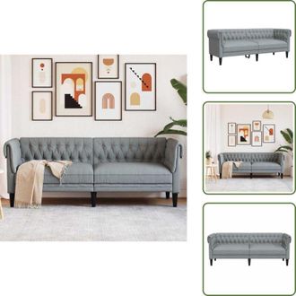 vidaXL Divano morbido - vidaXL Divano Chesterfield a 3 Posti Grigio Chiaro in Tessuto - Divano con schienale profondo