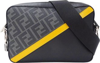Fendi Black Yellow Leather Pvc Messenger Bag Shoulder Bag (Pre-Owned)