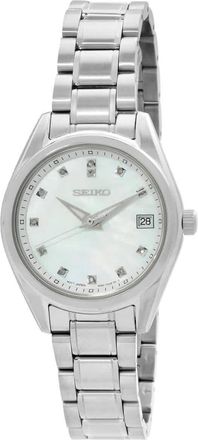 Seiko Diamond Quartz Mother of Pearl Dial Ladies Watch SUR579P1