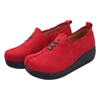 Generic Wedge Shoes Slip On for Women Shoes Rocker Soles Lightweight Platform Shoe Suede Loafers Shoe Comfortable Tennis Sneakers Orthopedic Trainers Walking 