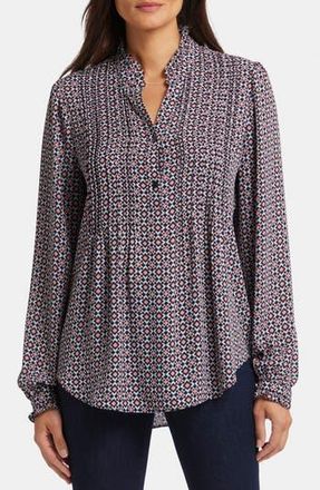 NYDJ Pleated Yoke Long Sleeve Peasant Blouse in Pinnacle Vista at Nordstrom Rack, Size Xx-Small